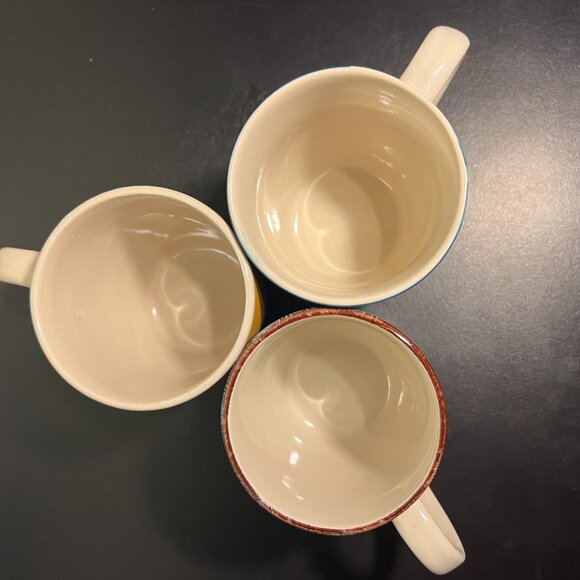 Set of 3 ROYAL NORFOLK Stoneware Mugs ~ Blue, Yellow & Aqua ~ Greenbrier - Picture 12 of 14